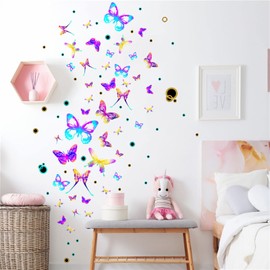 WOHAHA Wall Sticker, Stylish, Dazzling, Butterfly, Removable Wallpaper, Stylish, Scandinavia, Living Room, Rental House, Bedroom, Children's Room, Wall Decoration, Waterproof, Removable, Wall Sticker,