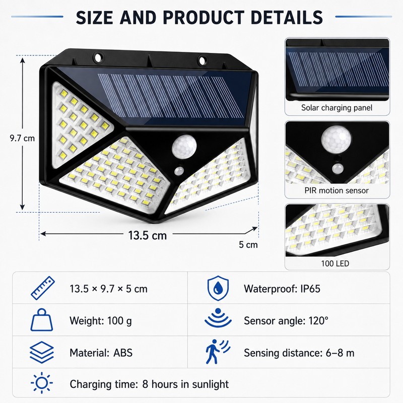 12-Pack Solar Motion Sensor Lights for Outdoor Security – 100-LED