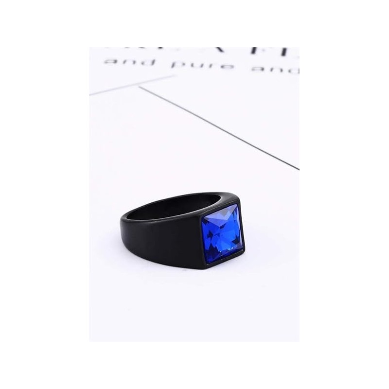 Men's stainless steel square gemstone ring titanium steel inlaid gemstone