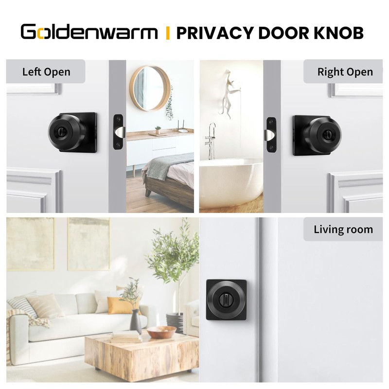 goldenwarm Black Door Knobs, Matte Black Privacy Door Knob Interior,