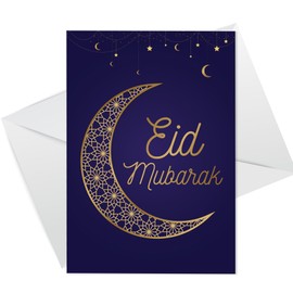 RED OCEAN Eid Mubarak Card, Happy Eid Mubarak Greetings Card, Ramadan Card For Friends, Family or Couples, Eid Cards For Men Women, A6 Greetings Card With White Envelope