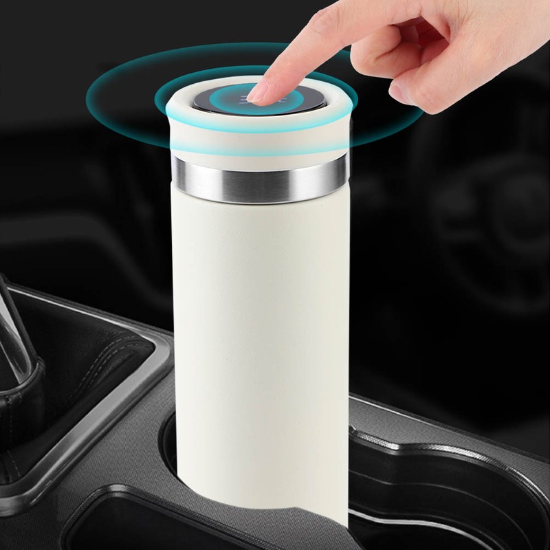 Intelligent TemperatureSensitive Vacuum Cup Mirror Smart TouchScreen Insulation Cup(Creamy White