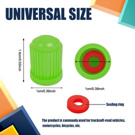 20Pcs Tire Valve Stem Caps, Tire Valve Dust Caps Air Caps Cover with O Rubber Seal, Universal Auto Accessories Corrosion Resistant Stem Covers for Trucks Motorcycles Bicycles SUVs (Green)