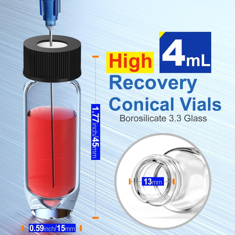 High Recovery Vial with 9-425 Screw Cap,Sterile Borosilicate Glass V
