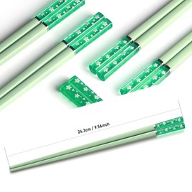 Chopsticks,Chopsticks Dishwasher Safe,5 Pairs 9.45In/24cm Colorful Lightweight Fiberglass Chopsticks Japanese Chopsticks,Chopsticks Reusable,Non-slip Chop Sticks,Green