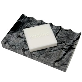 Self Draining Holder, Natural Marble Dish for Bar, Shower Saver Sponge Holder Tray Savers for Bathroom Shower Kitchen Sink (Gray)