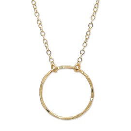 Infinity Karma Open Circle Necklace for Women, O Ring Necklace, Stackable Layered Layering Hammered Circle Pendant, Austin Down to Earth (Gold, 18-20 inches)