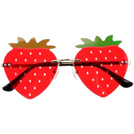 jojofuny Strawberry Sunglasses Party Glasses Party Glasses Sunglasses Fun Glasses Rimless Glasses Girls Novelty Glasses Glasses for Cosplay Costume Party Supplies Party Favors