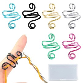 6 PCS Crochet Ring,Crochet Tension Ring,Adjustable Crochet Rings for Fingers UK,Tension Ring for Crocheting with Storage Box,Suitable for DIY Craft Accessories