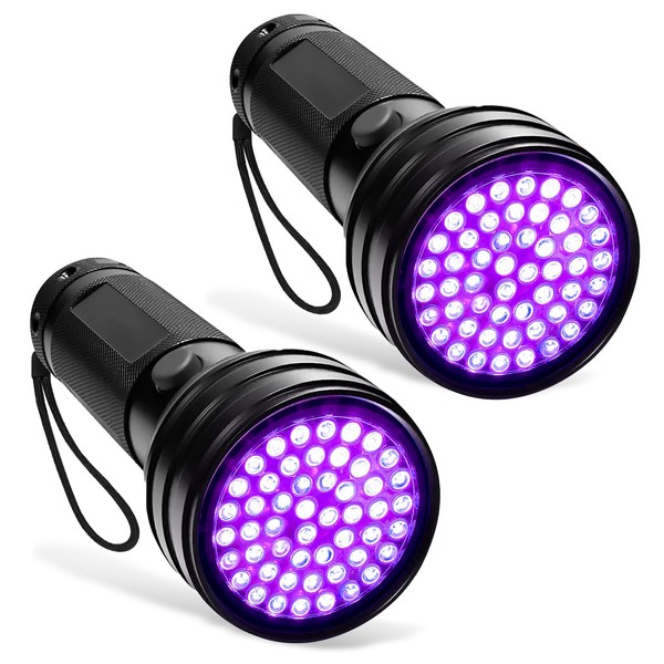 UV Torch 51 LEDs, Pack of 2 Black Light Torches,