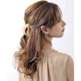 VINGTAINE H-166 Color Heart-Shaped Hair Claw Hair Clip, Hair Accessories, Beige