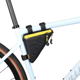 Rhinowalk Bicycle Frame Bag Bike Top Tube Triangle Bag Lightweight 0.9L Touring Pack Cycling Nylon Pouch for Mountain Road Bike(Yellow)