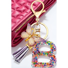 Alphabet exquisite small gift charms keychains, handbag charms, car accessories, butterfly tassel keychains (A)