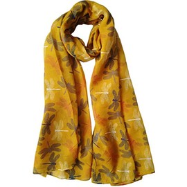 GlamLondon Dragonfly Scarf Flying Chic Dragonflies Printed Womens Dragon fly Multi Purpose Scarves (Citrus Mustard)