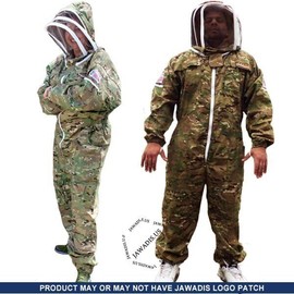Jawadis USA Small Adult Beekeeper Full Bee Suit with Fence Veil - Camouflage Conceal Green