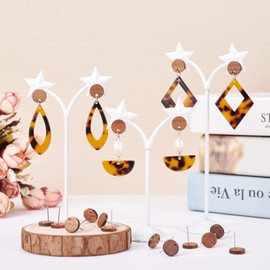 Pandahall 50pcs Walnut Wood Flat Round Earring Stud 10mm Natural Wooden Earring Stud with 316 Stainless Steel Findings for DIY Earrings Making, Hole: 1.6mm