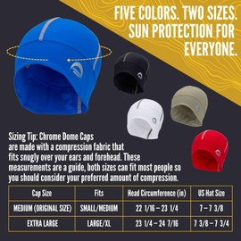 CHROME DOME UPF50+ Skull Cap and Helmet Liner - 78% Recycled Material (US, Alpha, X-Large, Snow with Olive Stitching)