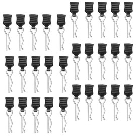 TRLREQ 30 Pieces RC Body Clips Deerc Replacement Parts with Tear Tabs RC Car Clips RC Body Shell Pin Bent Springy R Pins 1/10 1/12 1/16 Body Clips Deerc Replacement Parts Black