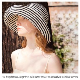 Kettle Brim Sun Hats for Women Lanai Hat Floppy Packable SPF UPF 50 UV Protection Beach Vacation Hat Striped Beige