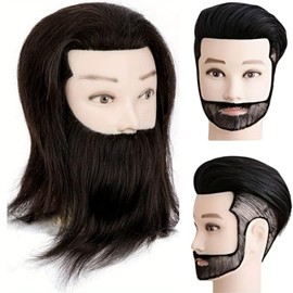 Cabeza de Maniquí de Cabello Humano, Cabeza de Maniquí de Peluquería, Cabeza de Maniquí Masculino para Corte de Cabello (Negro)