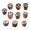 Clay Printing Stamps Arty Crafty Small Floral Shape Wooden Blocks