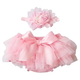 Baby Girl Pink Tutu Soft and Fluffy - Baby Girl Tutu Skirt with Diaper Cover - Infant Tutu with 2 Headbands - Tutus for Girls