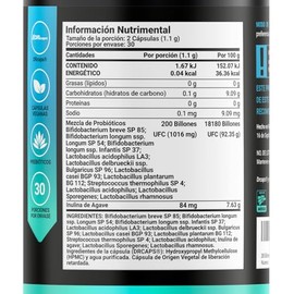 200 Billones de Probióticos 11 Diferentes Cepas. 60 Cápsulas de 500mg. Cápsulas con Tecnología DRcaps®. Ingredientes Naturales. 200 Billion Probiotics