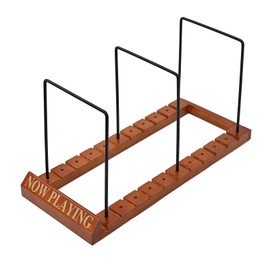 SwallowLiving Wooden Now Playing 50 LP Vinyl Record Display Storage Holder Stand Rack Organizer