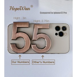HopeWan 3 Inch Mailbox Address Numbers, Self Adhesive House Front Door Number Stickers for Apartment Office Hotel Room, Raised 3-D Style, Pack of 2 Sets.