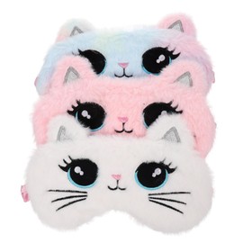 FRCOLOR 3Pcs Cartoon Eye Masks Comfortable Light Blocking Eye Covers for Home Office Travel Plush Cat Design for Relaxation Napping Practical Sleep Accessories