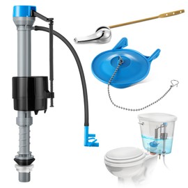 Saillong Universal Toilet Tank Replacement Kit, Toilet Flusher Fill Valve with 3 Inch Low Flow Flapper Repair Kit, Side Mount Flush Brass Handle, Adjustable Water Level, Easy to Install(Blue)