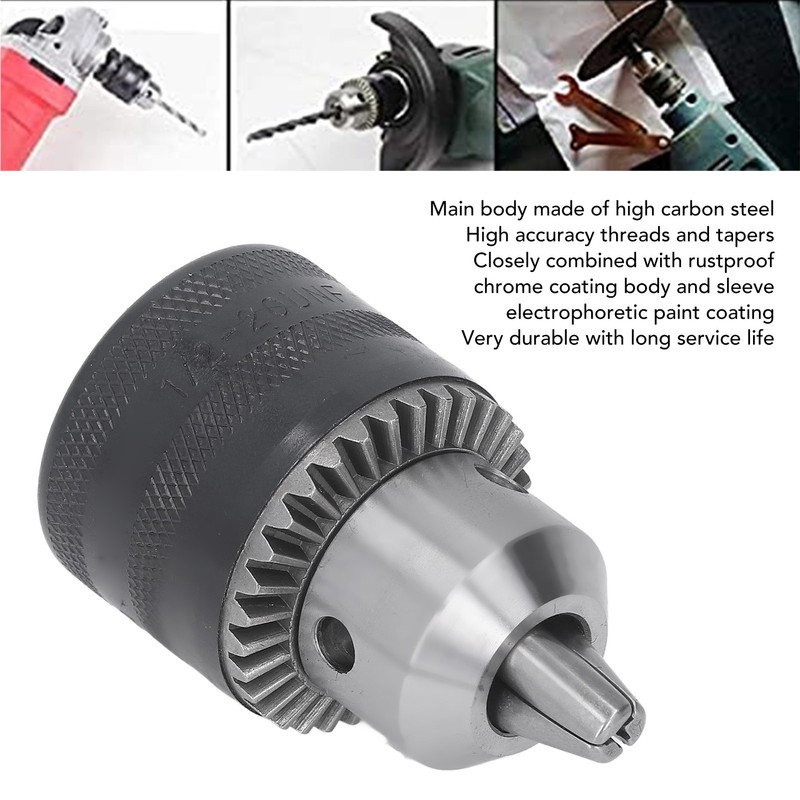 3 Jaw Drill Chuck 1/16‑1/2in with Tightening Key for Impact