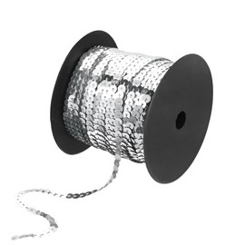 DBAILY 100 Yards Sequin Ribbons, Sequin Ribbon Flat Glitter Ribbon Borders Sequin Ribbons Sequin Trim for DIY Crafts Sewing Jewellery Making Crafts Dress Decorating (Silver)