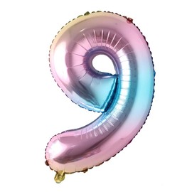 32 Inch Number Balloons Foil Ballon Rainbow Gradient Digit Ball Colorful Wedding Birthday Party Decoration Baby Shower Supplies (32 inch Rainbow 9)