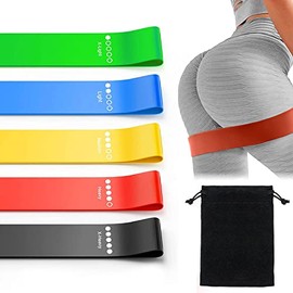 IEOVIEE Gomas Elásticas Musculación, 5 Niveles de Resistencia, para Yoga, Entrenamientos de Fuerza y Pilates, con Guía de Entrenamiento y Bolsa de Almacenamiento