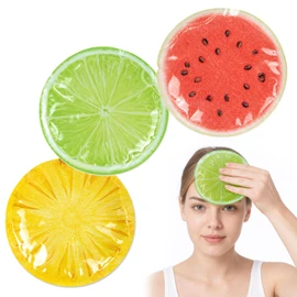 PE Ice Packs, Fruit Slice Design, Reusable Gel Cold Packs, Lime Orange Watermelon, 3 Packs