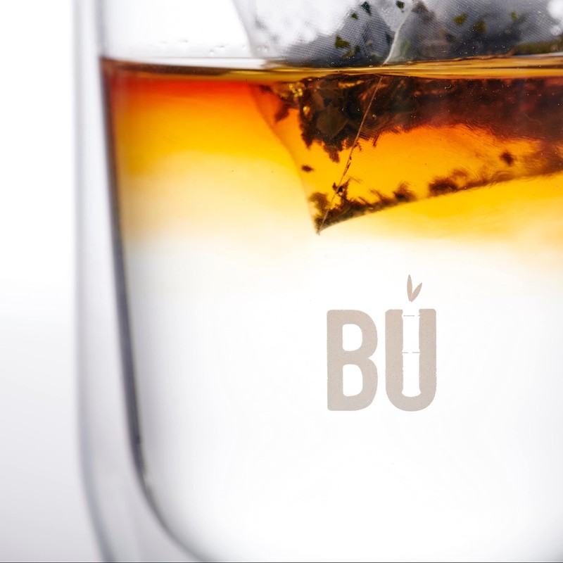 BU Brew Doppelwandige Kaffeetasse aus Glas, Schnee, 454 ml