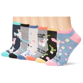 K. Bell Socks Women's 6 Pair Pack Fun Pop Culture Funny Novelty Low Cut No Show, Llama Queen Ankle Socks Six (Multi-Colored), 4 – 10 Medium