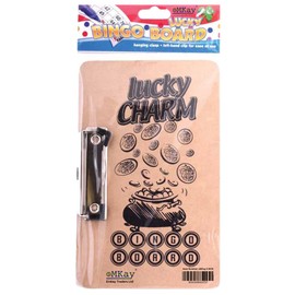 eMKay® PACK OF 1 Lucky Bingo Board with Left Side Clip – Perfect for Family Game Night & Bingo Club! | Durable 24cm x 14cm Bingo Ticket Holder | Educational, Easy to Use, Classic Game Accessory