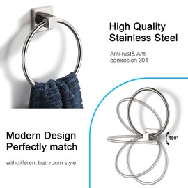 BVL Towel Ring Brushed Nickel, Hand Towel Holder Ring Hanger for Bathroom Kitchen ,Metal Round Towel Holder Wall Mounted Towel Rack,2 Pack 206322