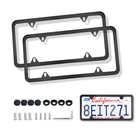 Kutyun 2Pcs License Plate Frames, Car License Plate Holders, Metal Front & Rear Car Tag Cover, Rust-Proof Rattle-Proof Weather-Proof Stainless Steel License Plate, Universal Car Accessories for US Car