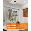 FEMILA Farmhouse Pendant Light, 1-Light Metal Wire Cage Hanging Lantern,