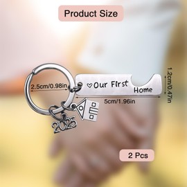 chenyell Pack of 2 New Home Keyrings, 2025 Pair of House Pendant Keyrings, New House Decoration, Jewellery Key Rings for New Homeowner, Wife, Husband, Lovers, silver