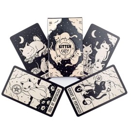 EsiFare Divination Toy Cat KITTEN TAROT Cat World Cat Tarot White Cat Black Cat 78 Tarot Cards Divination Deck Cute Cat Illustration