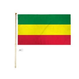 JumpingLight 5 Wood Flag Pole Kit Wall Mount Bracket with 3x5 Ethiopia Plain Country Poly Flag - Quality Flags