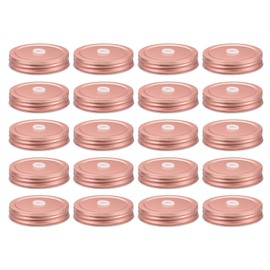 uxcell 20pcs Mason Jar Lids with Straw Hole Regular Mouth, 70mm Metal Mason Canning Lids Leak Proof Mason Jar Caps for Mason Jar Rose Gold