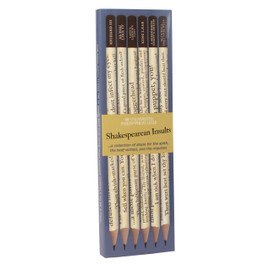 The Unemployed Philosophers Guild Shakespearean Insults Pencil Set - Box Wooden Paint-Dipped Unsharpened #2 Lead Pencils, Set of 6 Unique Designs
