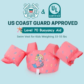 WISEPRO Kids Swim Vest for 33-55 lbs, Toddler Swimming Vest with Arm Wings Shoulder Harness, Kids Swimming Float Vests Swim Training Equipment for 2 3 4 5 6 Years Old Boys & Girls