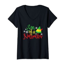 Womens Son Of A Nutcracker Shirt Funny Christmas Costume V-Neck T-Shirt