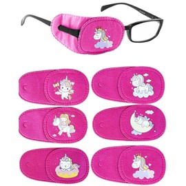 Mvwarj Eye Patches for Kids, 6 Pcs Girls Right Eye Patch for Glasses, Reusable Eye Patch for Lazy Eye Toddler Treating Amblyopia Strabismus and After Surgery (Pink Unicorn)